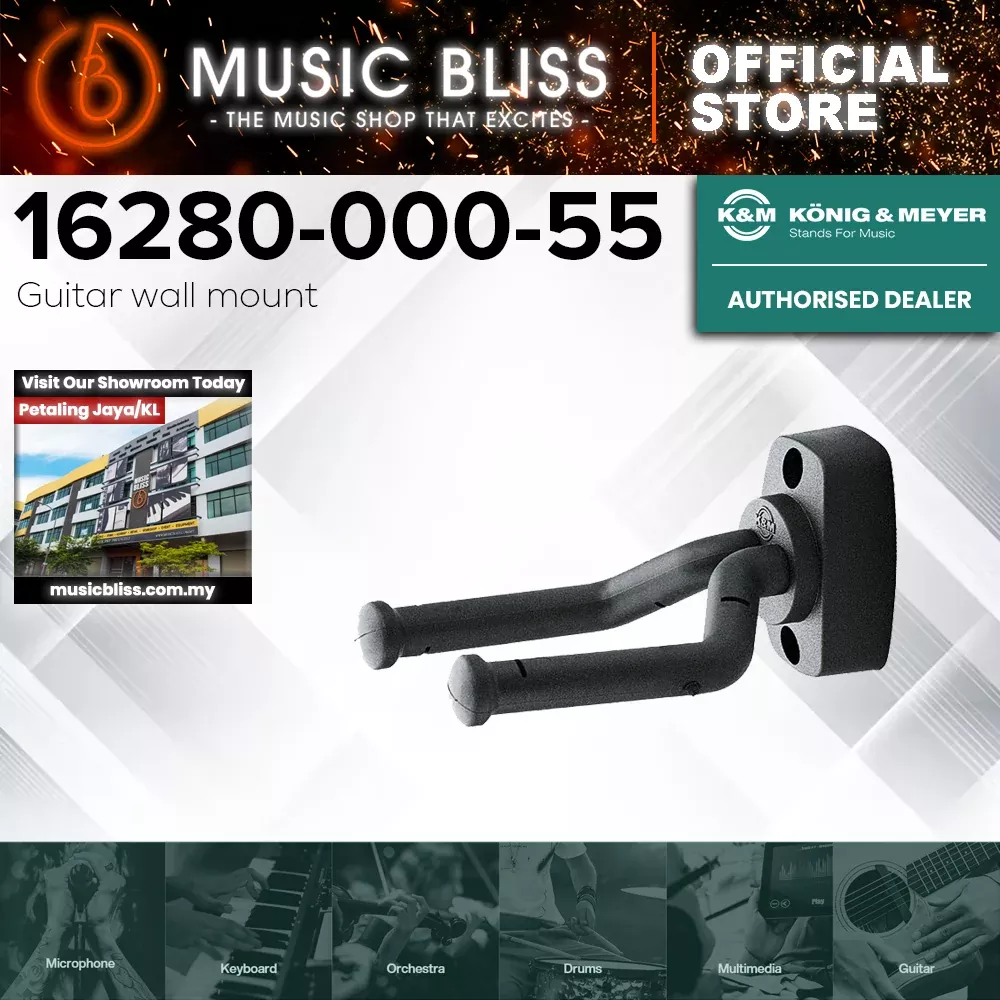 K&M 16280 Guitar Wall Mount – Black