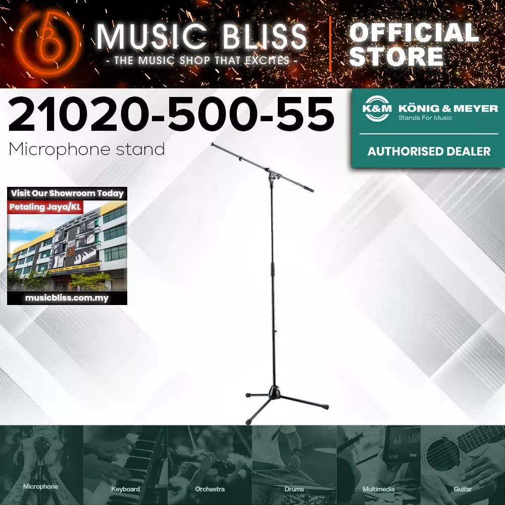 K&M 210/2 Microphone Stand with Fixed Boom – Black