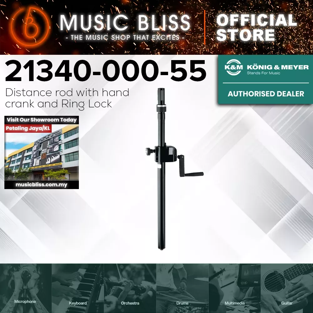 K&M 21340 Adjustable Speaker Pole with Hand Crank and Ring Lock