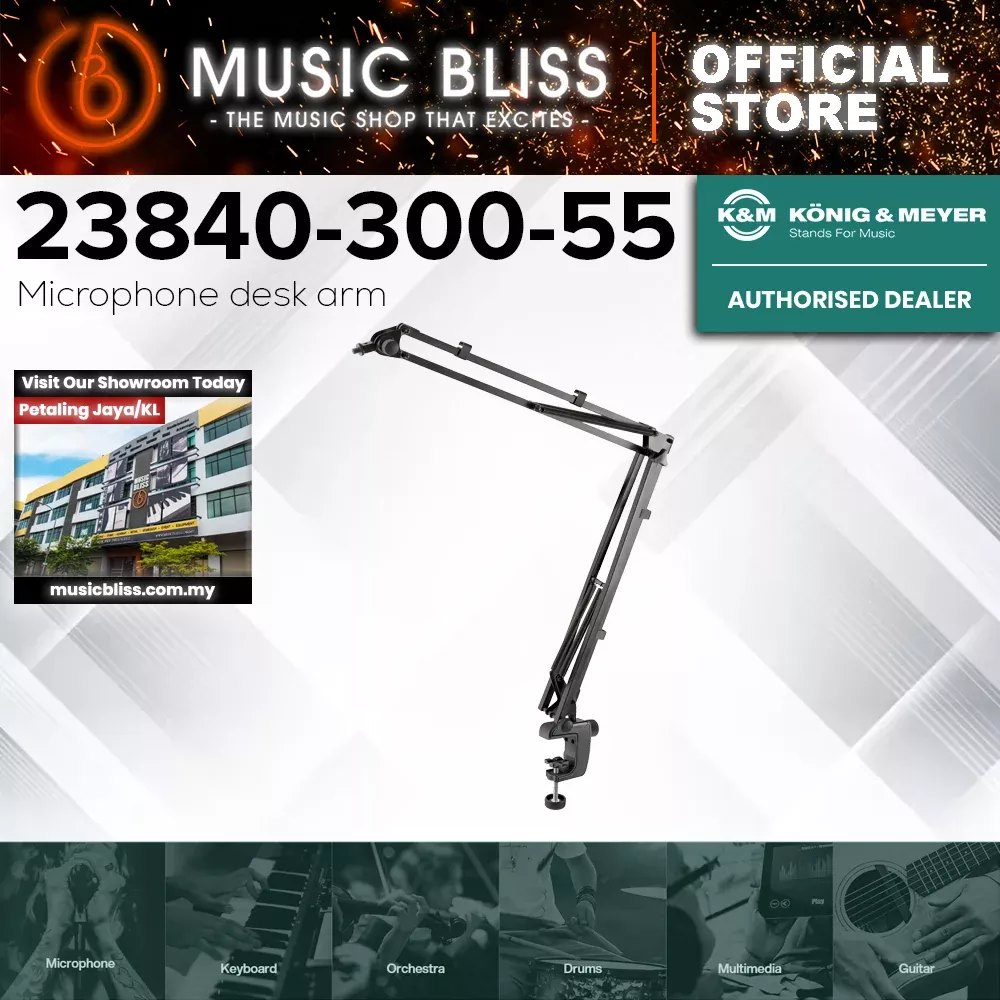 K&M 23840 Broadcast Microphone Desktop Boom Arm