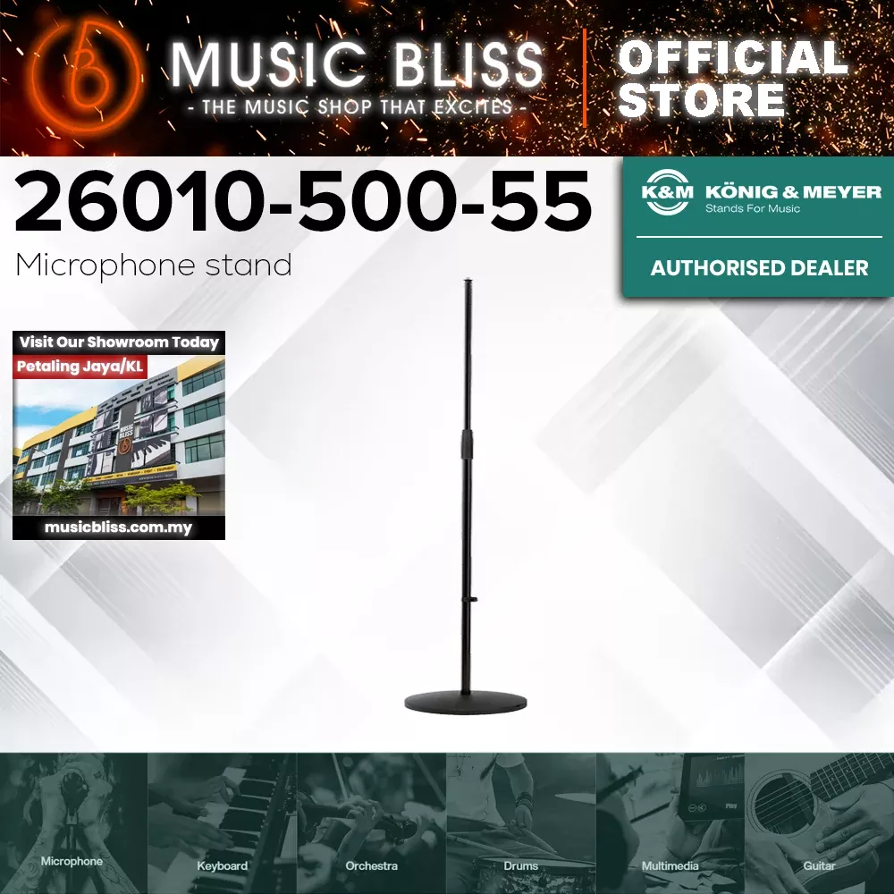 K&M 260/1 Round-base Microphone Stand – Black