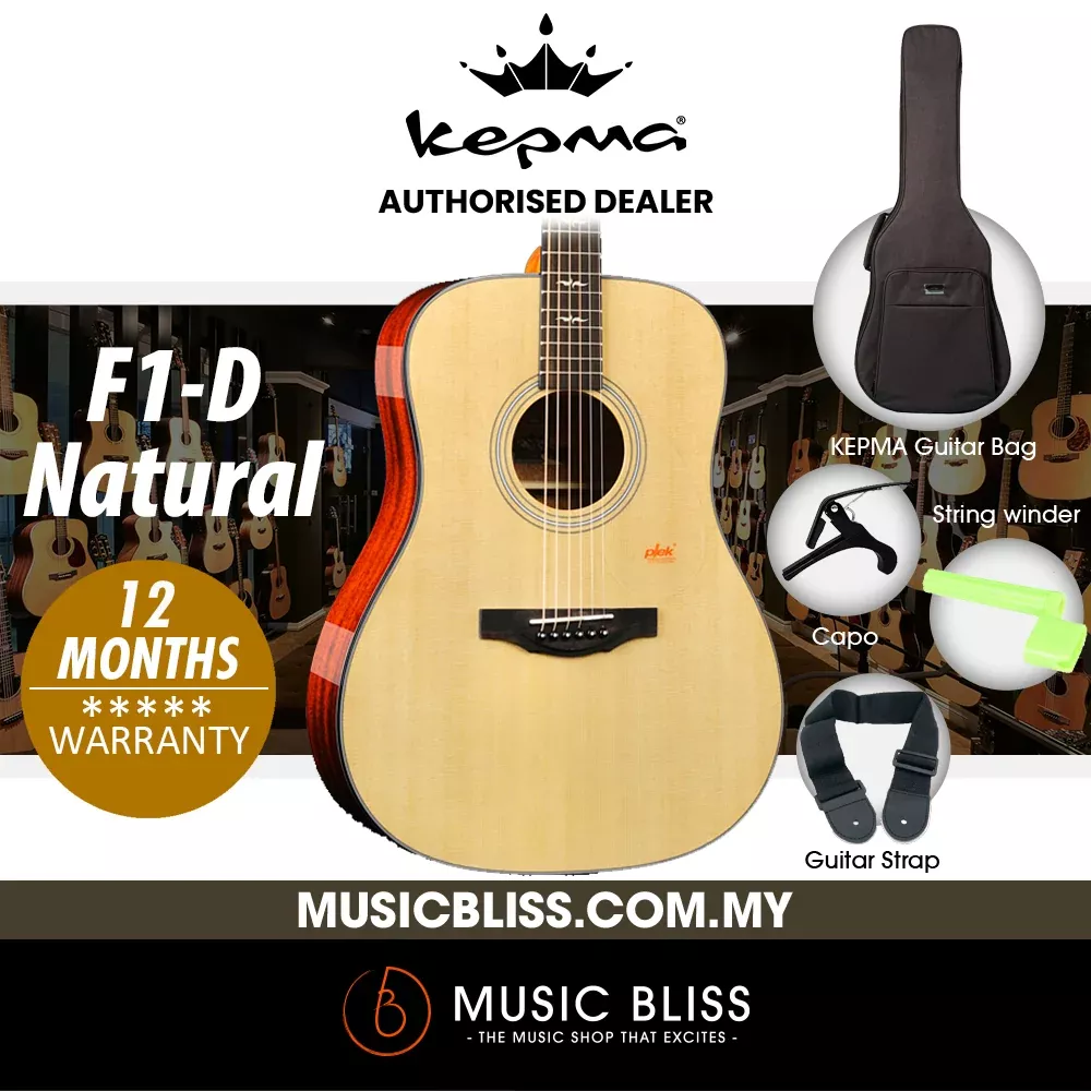 KEPMA F1-D Solid Top Dreadnought Acoustic Guitar – Natural