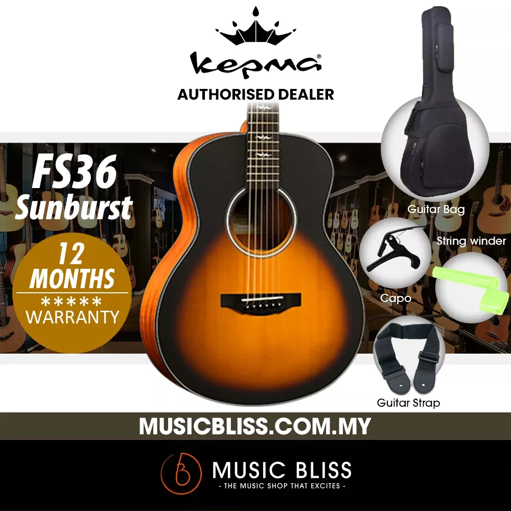 KEPMA FS36 Solid Top Mini Acoustic Guitar – Sunburst