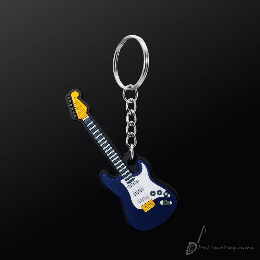 Key Chain Electric Guitar Blue
