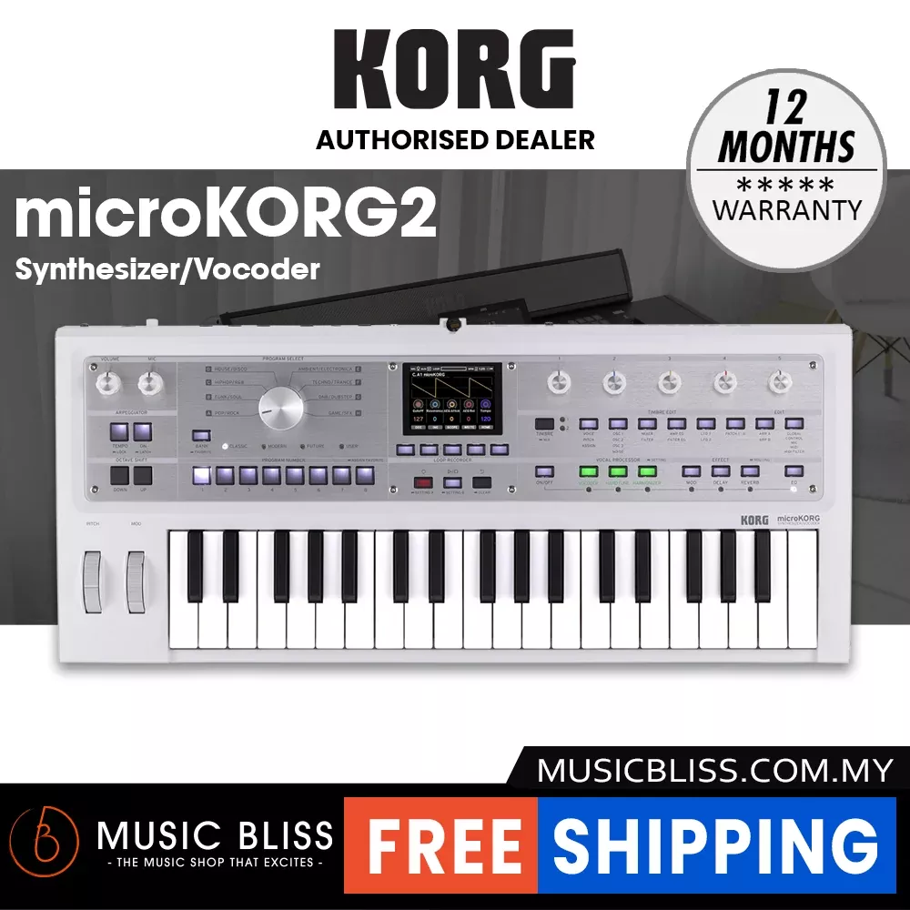 Korg microKORG2 Synthesizer/Vocoder with 0% Instalment - Metallic White