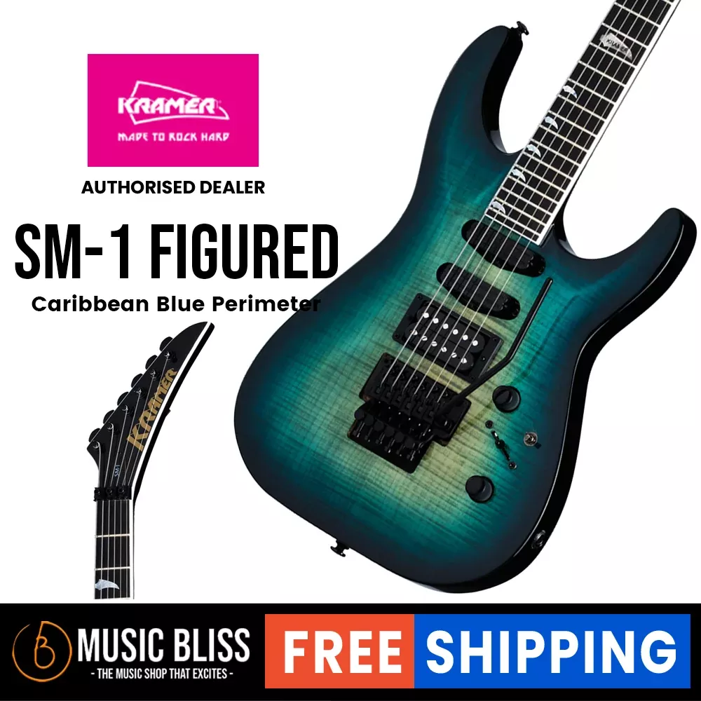 Kramer SM-1 Figured Electric Guitar – Caribbean Blue Perimeter