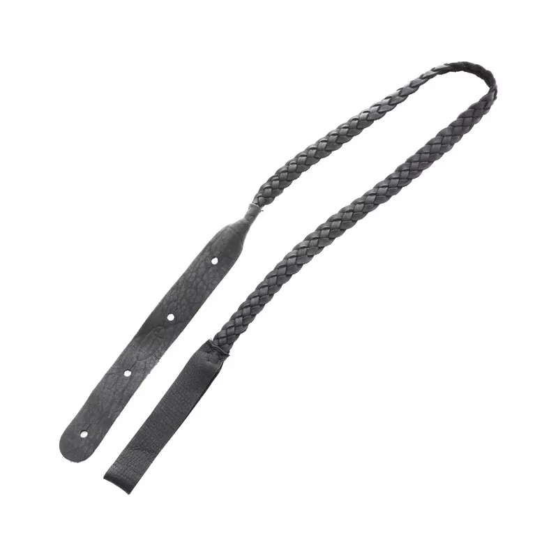 LAKOTA LEATHERS FLAT BRAID MANDOLIN STRAP, BLACK