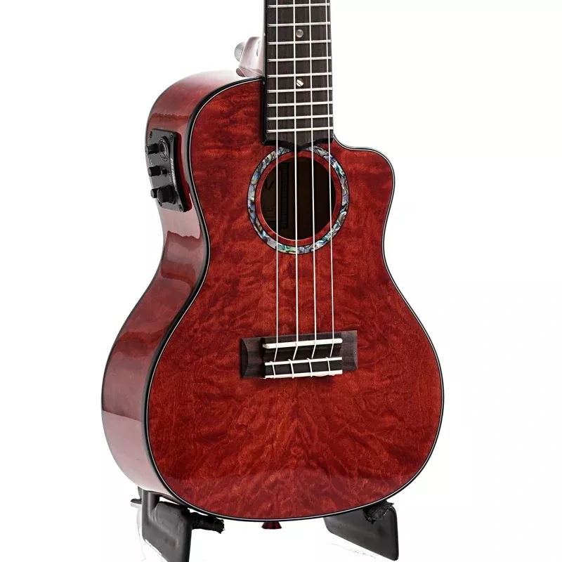Lanikai Quilted Maple Red Stain A/E Concert Ukulele & Case