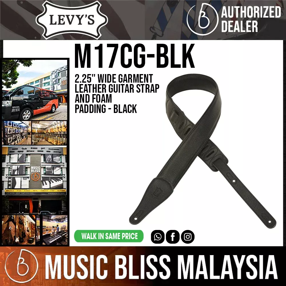 Levy’s M17CG Garment Leather Guitar Strap – Black