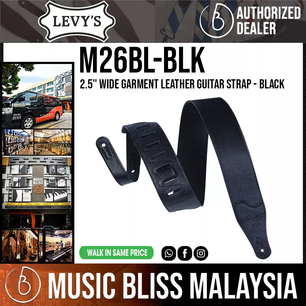 Levy’s M26BL Garment Leather Guitar Strap – Black