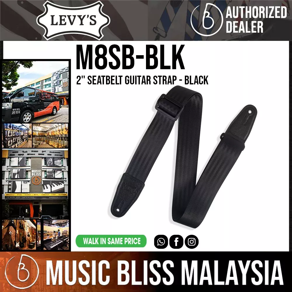 Levy’s M8SB-BLK Seatbelt Guitar Strap – Black