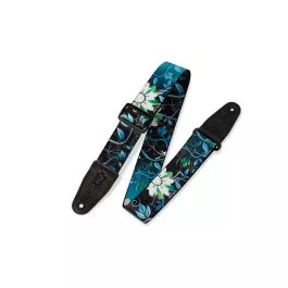 Levy's MPD2-038 Black Blue White Flower Guitar Strap