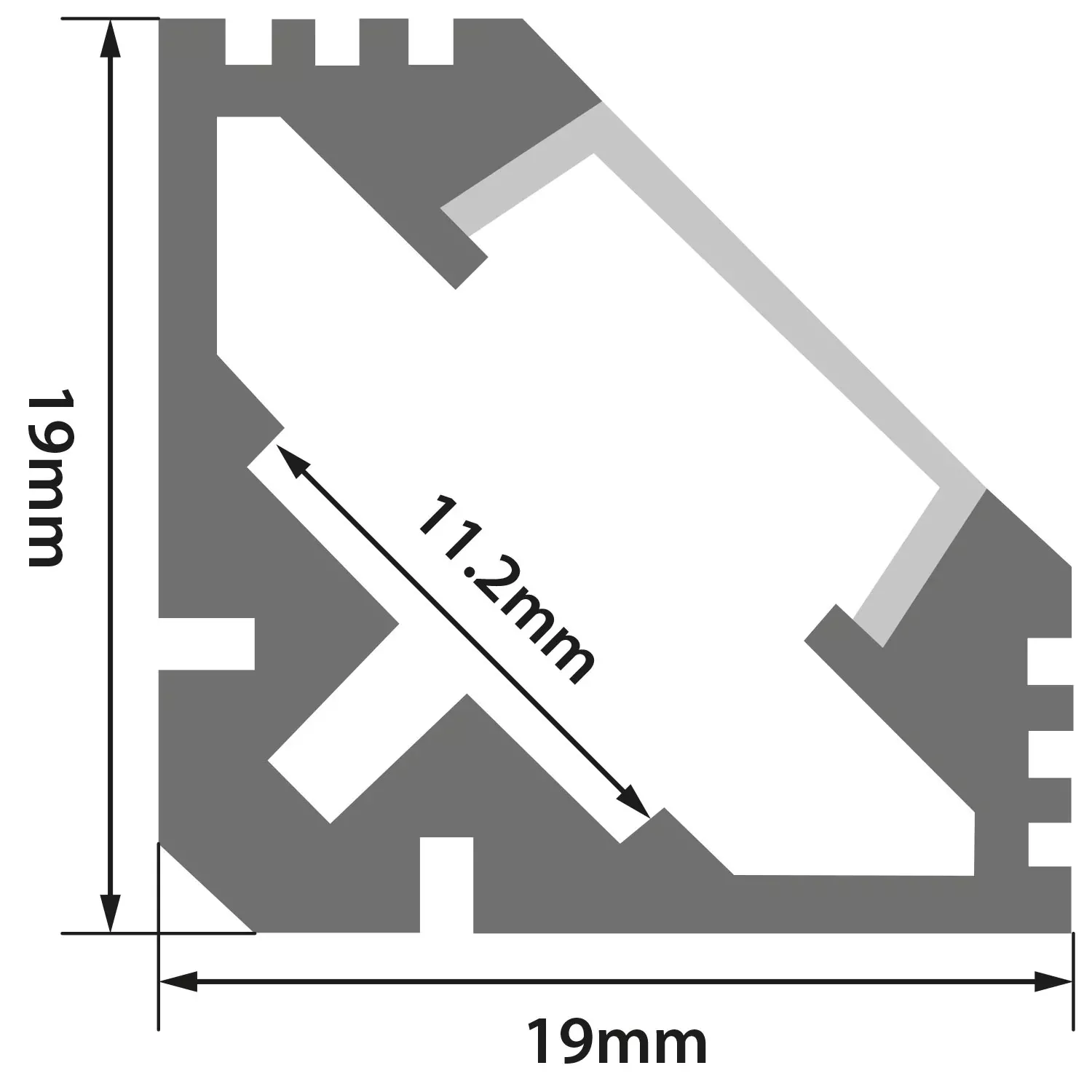 LYYT Aluminium LED Tape Profile – Angle 45° – AL2-A1919