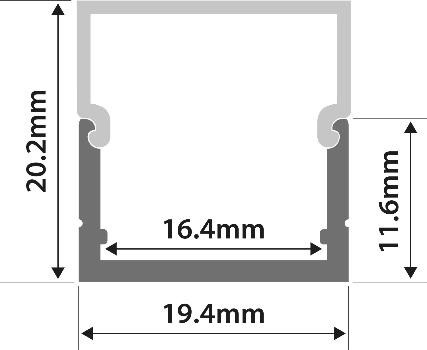 LYYT Aluminium LED Tape Profile – Box Section – AL2-B2020