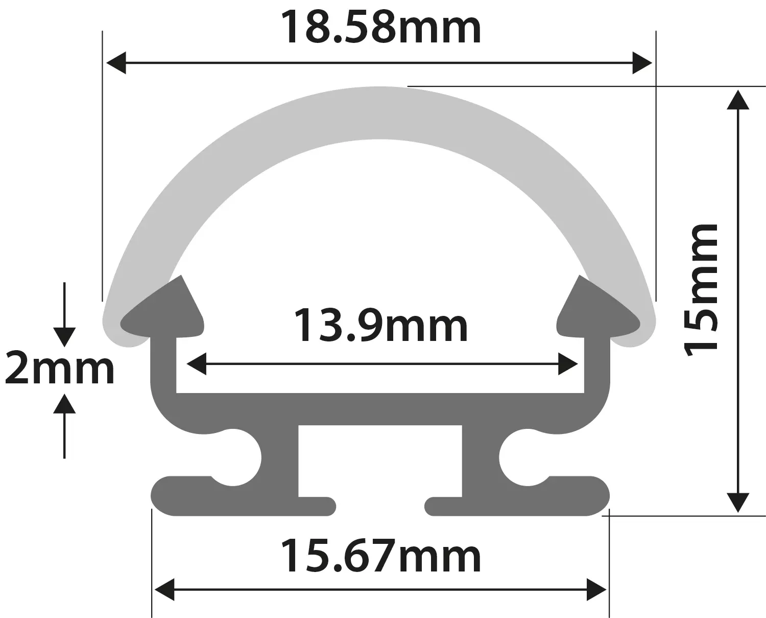 LYYT Aluminium LED Tape Profile – D Section – AL2-D1915