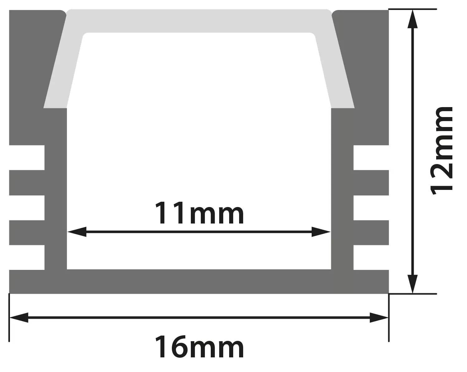 LYYT Aluminium LED Tape Profile – Deep Section – AL1-S1612