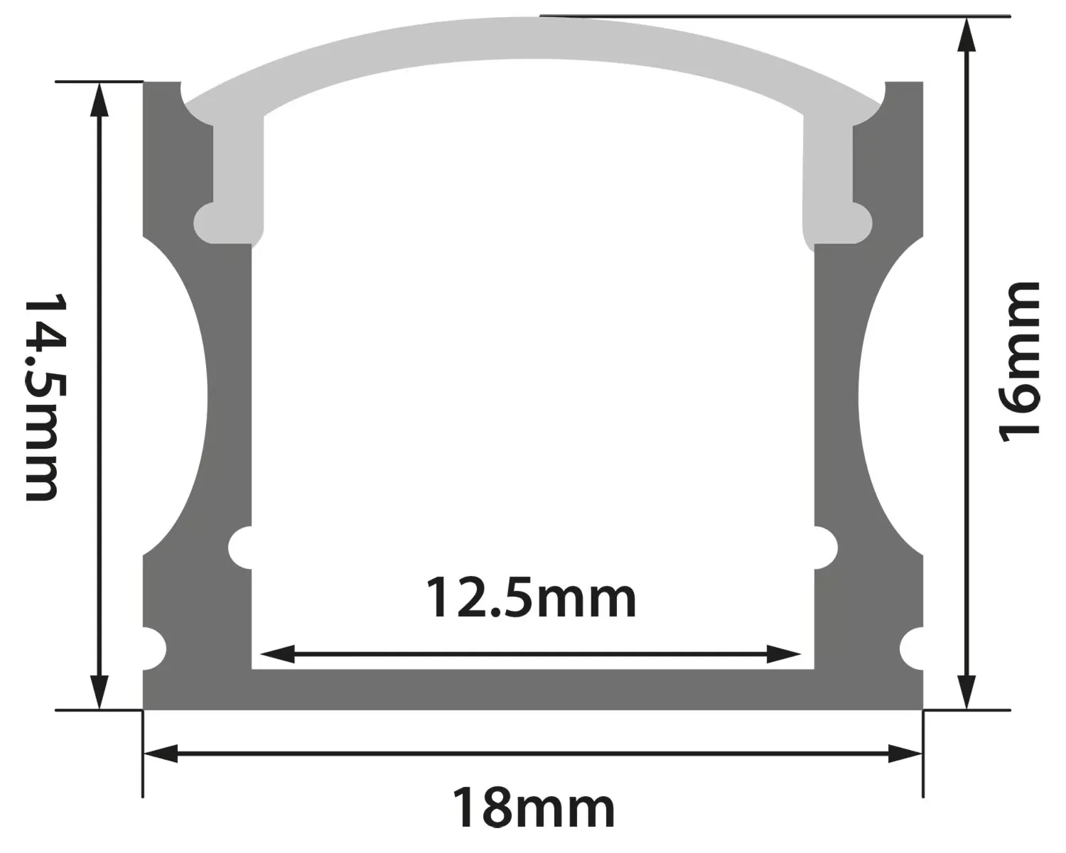 LYYT Aluminium LED Tape Profile – Tall Crown