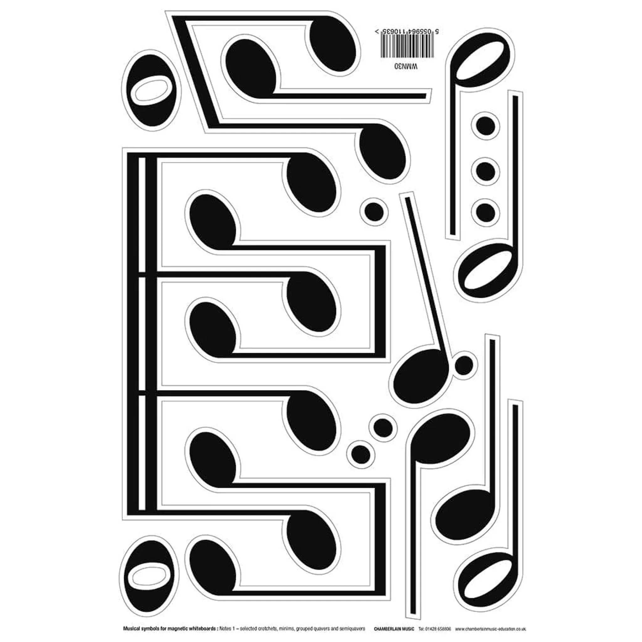 Magnetic symbols 1 - crotchets, quavers and more dotted notes (WMN30)