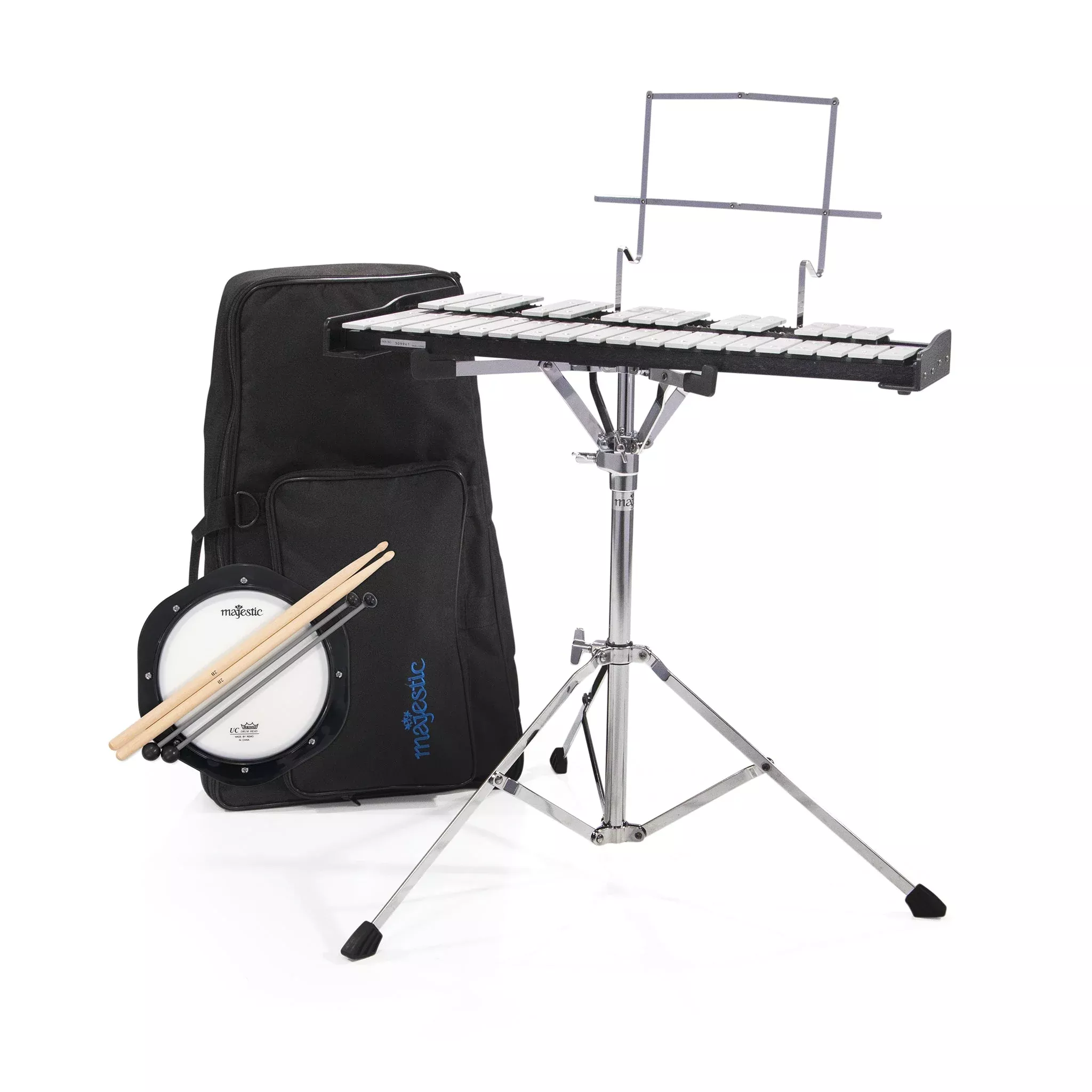 Majestic Glockenspiel & 8″ practice pad kit with backpack (AK32P)