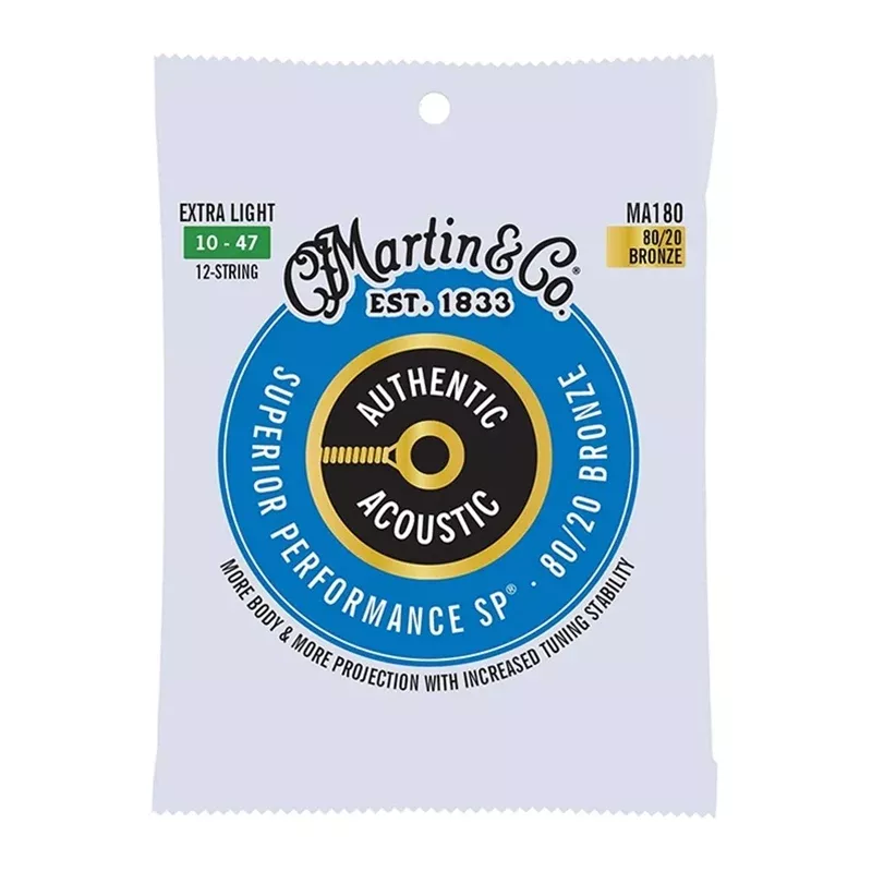 Martin Authentic Acoustic SP MA180 - Medium 80/20 Bronze 12-String Acoustic Strings 10-47