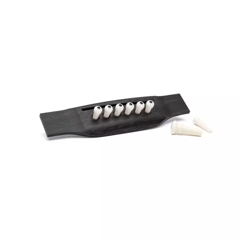 Martin Authentic Series Bridge Pin Set, Unslotted, White with Black Dot