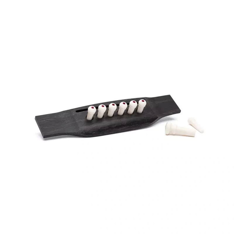 Martin Authentic Series Bridge Pin Set, Unslotted, White with Tortoise Dot