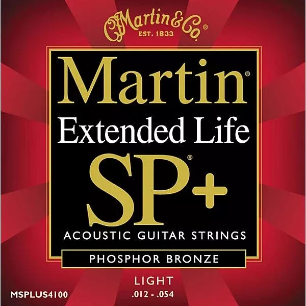 Martin MSPLUS4100 SP+ Coated Phosphor Bronze Acoustic Strings 12-54 (Light)
