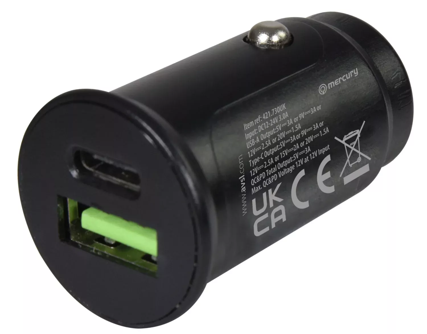 Mercury Compact USB Car Charger – QC & PD
