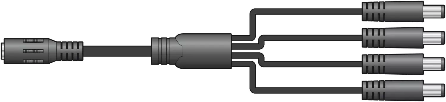 Mercury Splitter Lead 2.1mm DC Power Socket – 4 x 2.1mm DC Jack Plugs