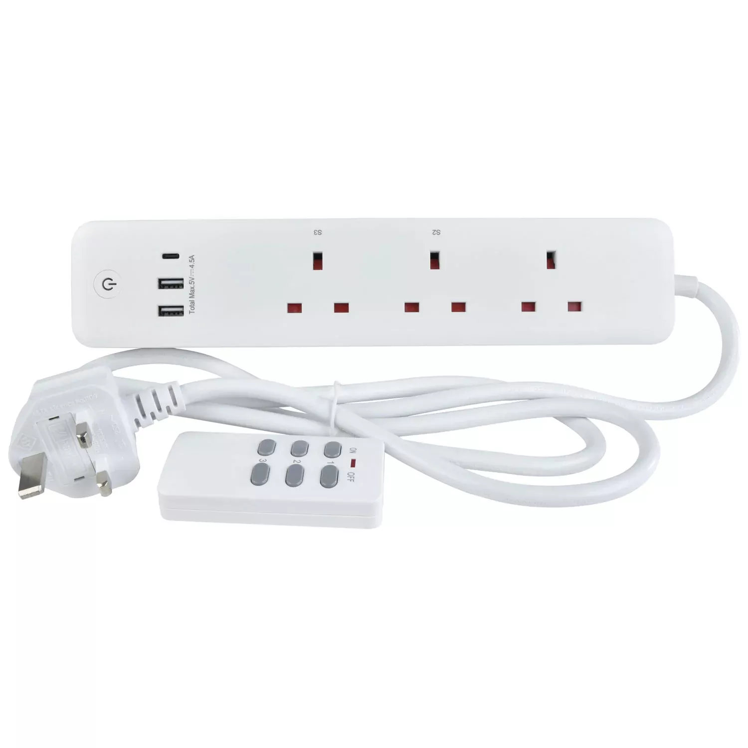 Mercury Wireless Remote Control 3 gang + USB extension Lead