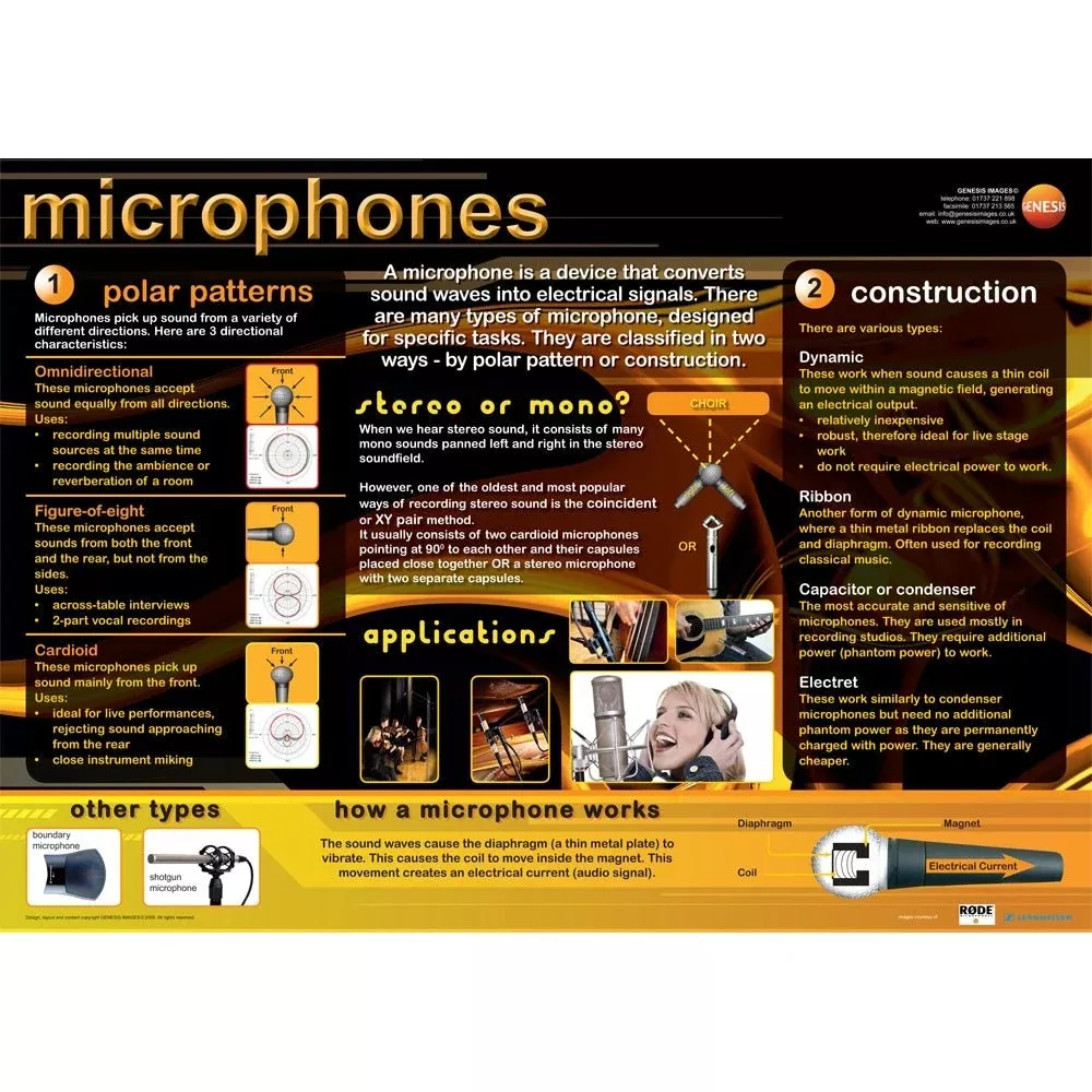 Microphones educational poster (GNS-15)