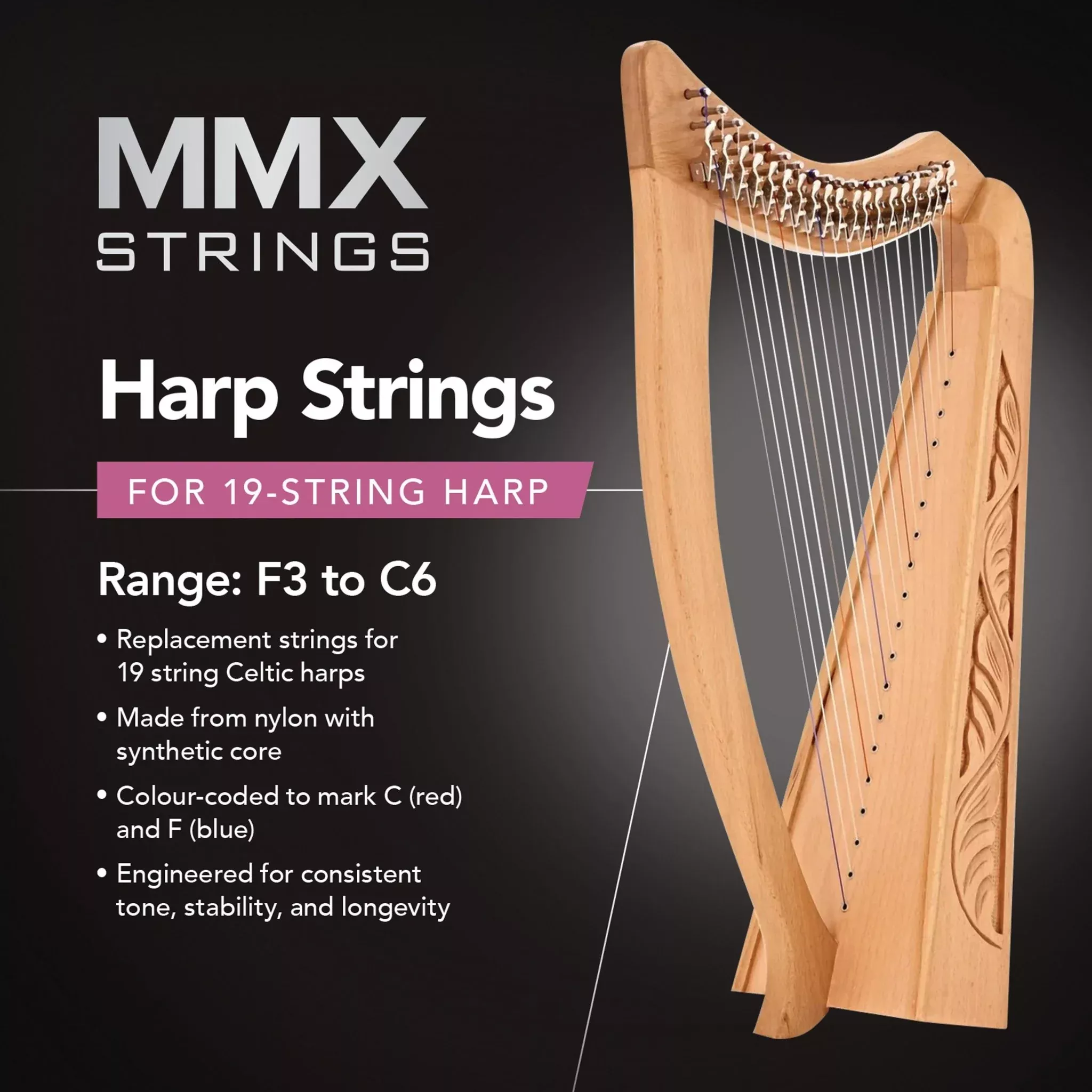 MMX harp string set – 19 strings (HX-STRING19)
