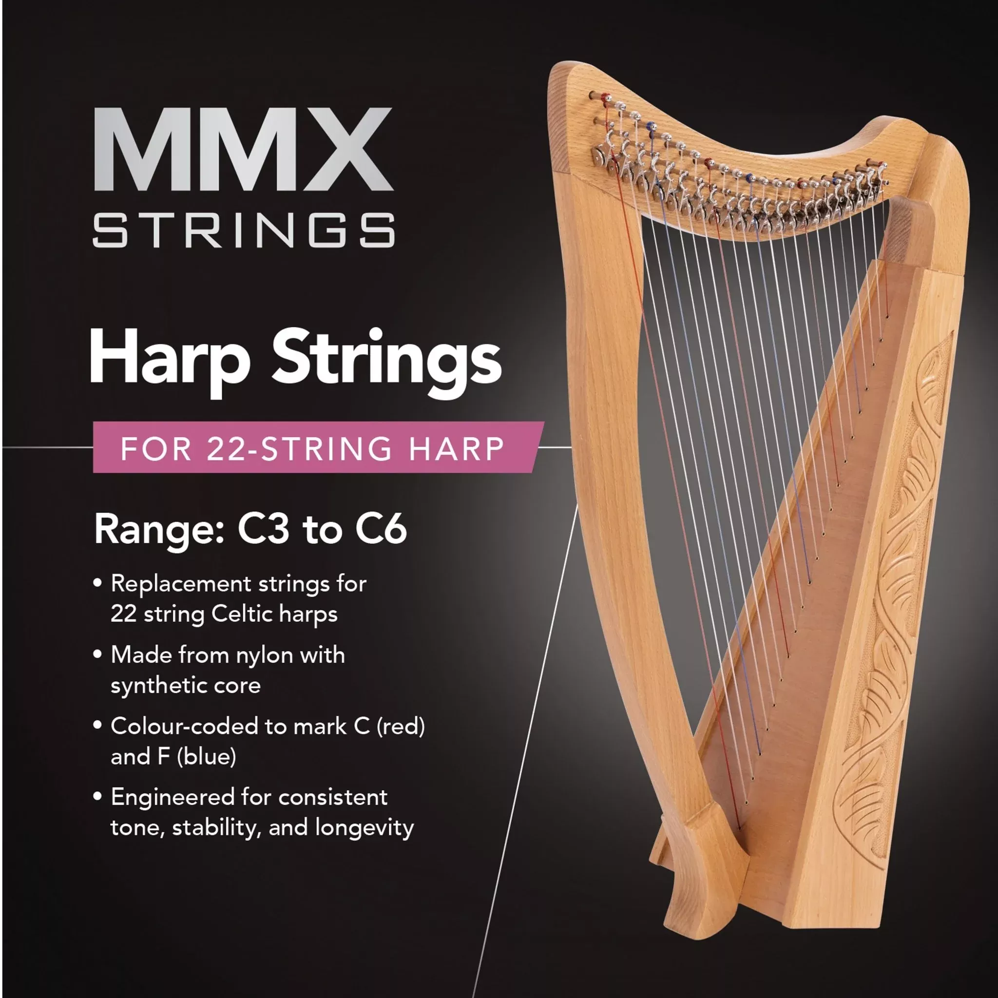 MMX harp string set – 22 strings (HX-STRING22)