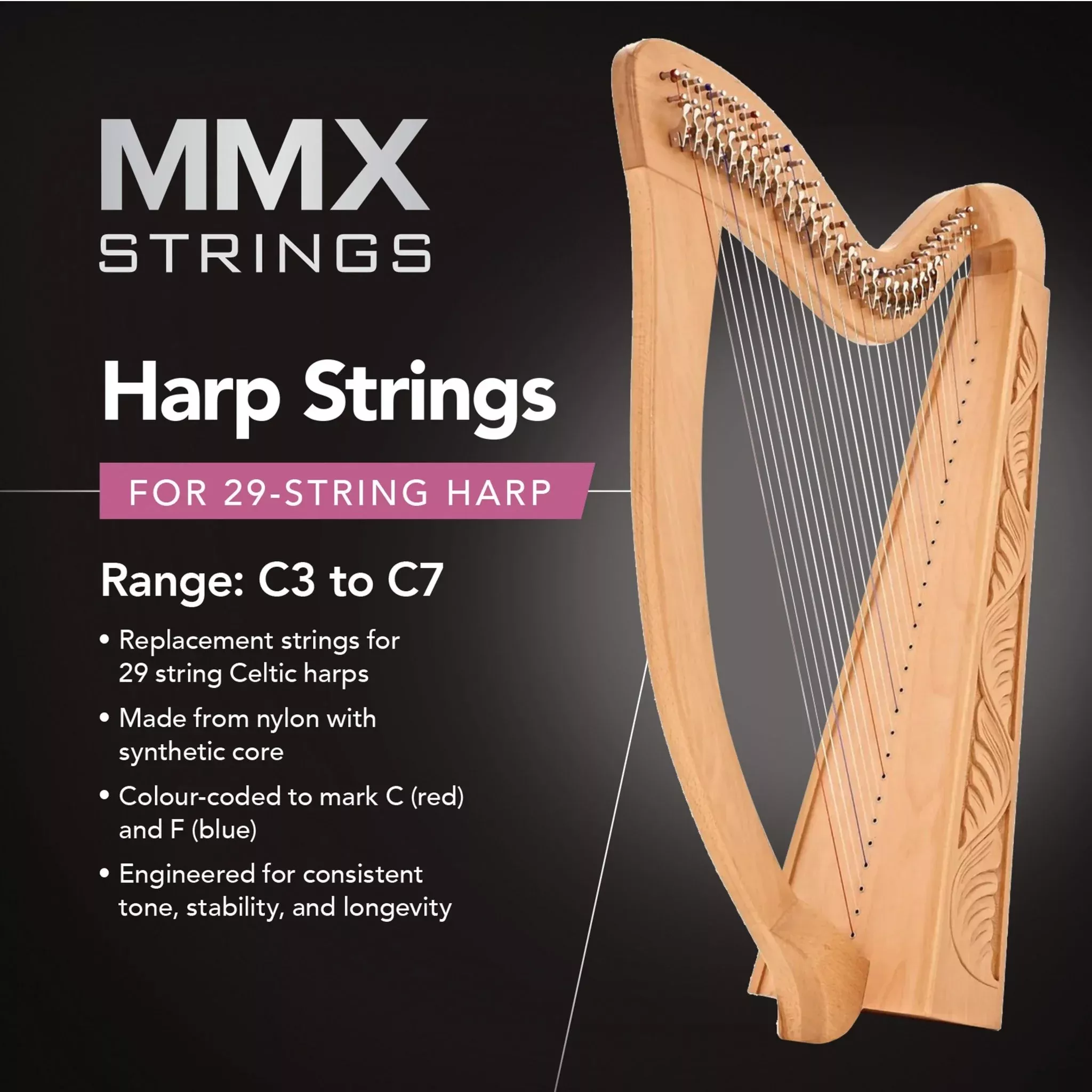 MMX harp string set – 29 strings (HX-STRING29)