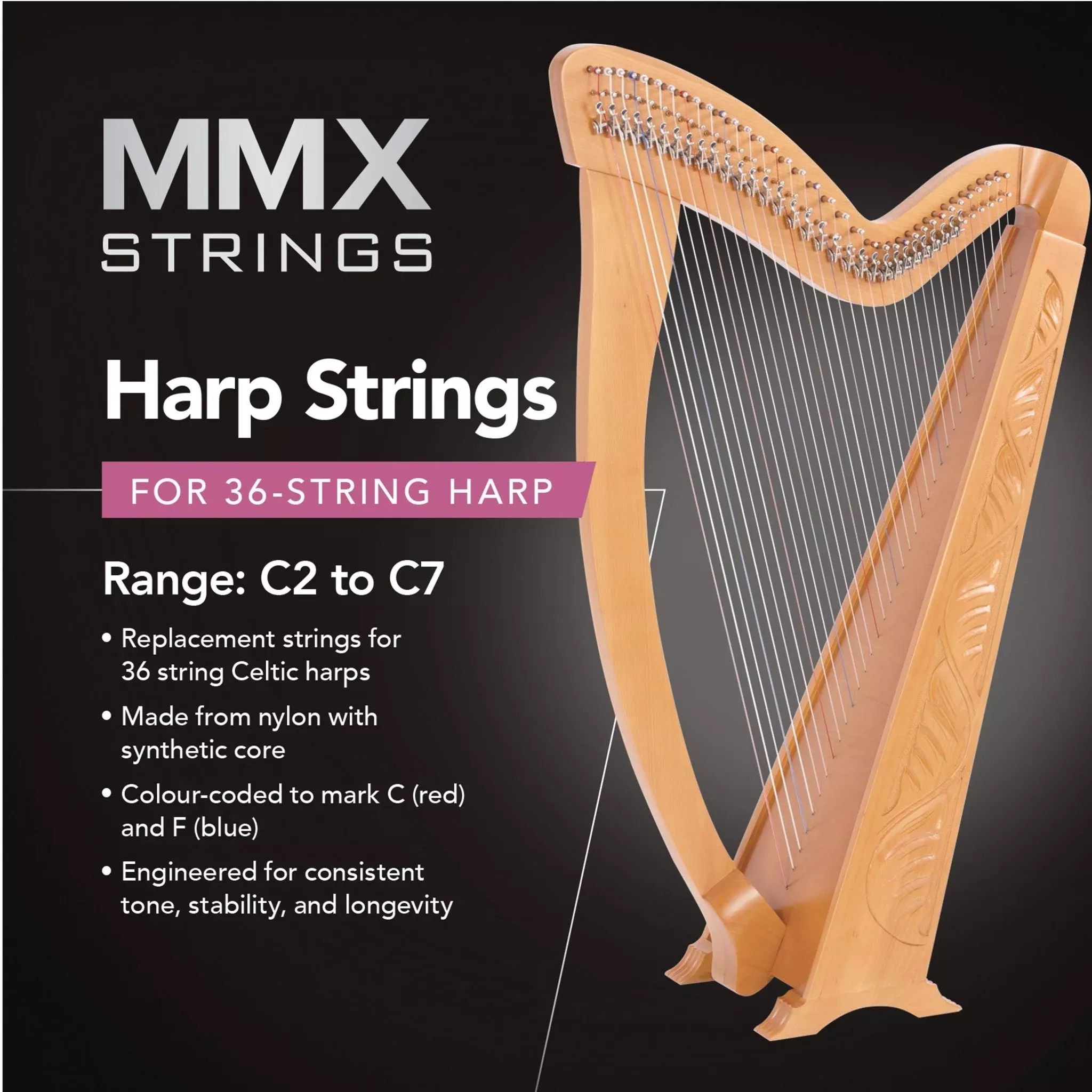 MMX harp string set – 36 strings (HX-STRING36)
