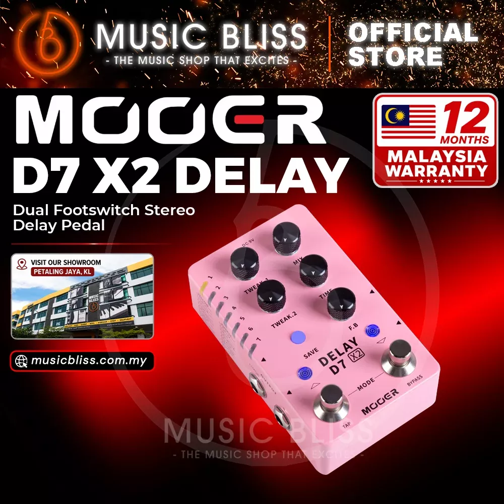 Mooer D7 X2 Dual Footswitch Stereo Delay Pedal