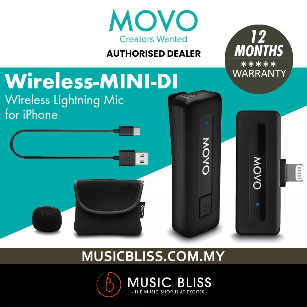 Movo Wireless Mini DI Duo Wireless Microphone for iPhone – iPhone Microphone for Video Recording with Clip on Lavalier Microphone for iPhone 10 HR Battery 164FT Range, Wireless Mic for iPhone