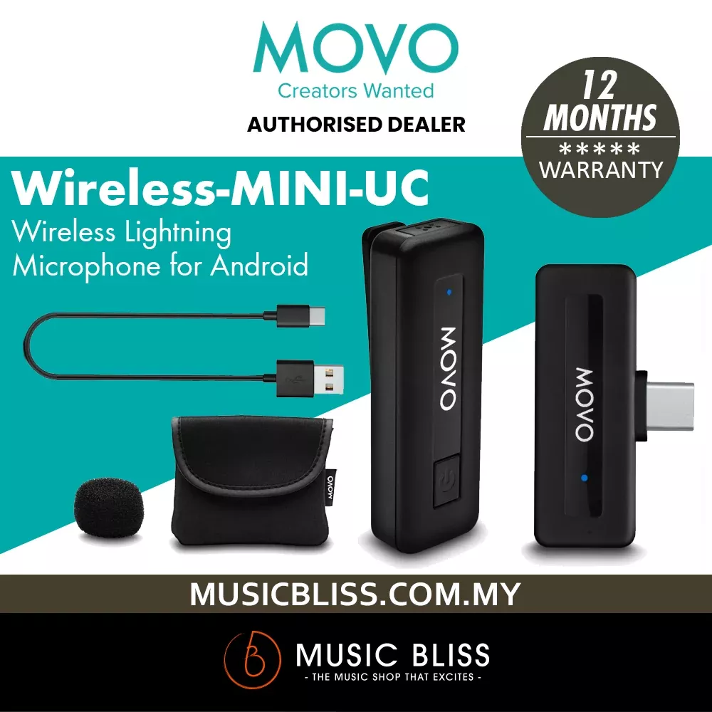 Movo Wireless Mini UC USB-C Wireless Microphone for Android – Wireless Lavalier Mic for Android Phones, Laptops, iPad Pro, and More
