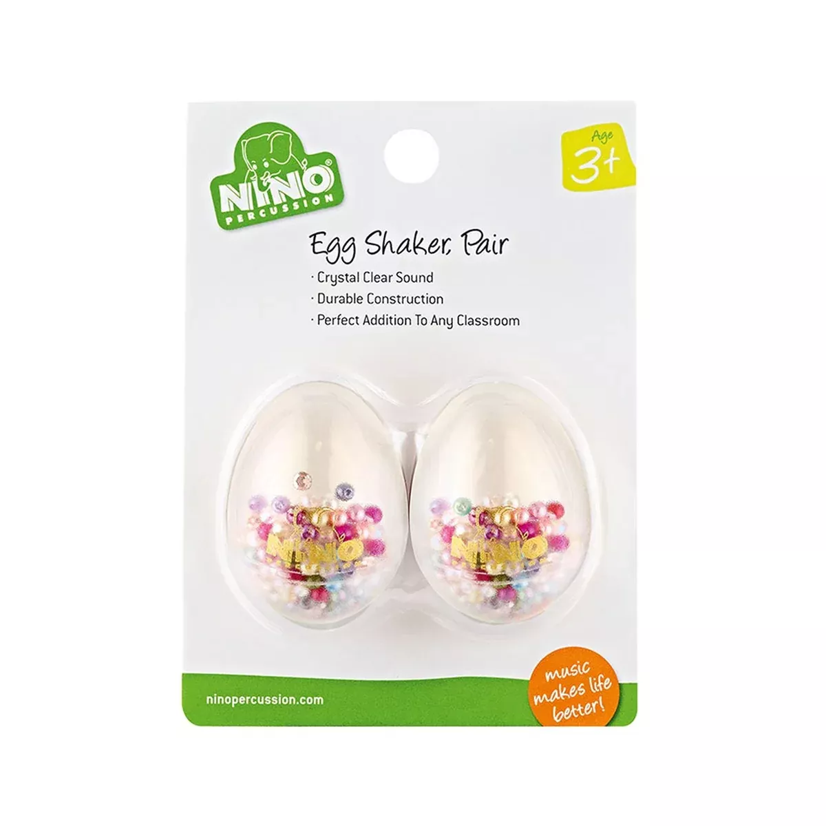 NINO Percussion NINO540T-2 Plastic Egg Shaker, Pair, Transparent