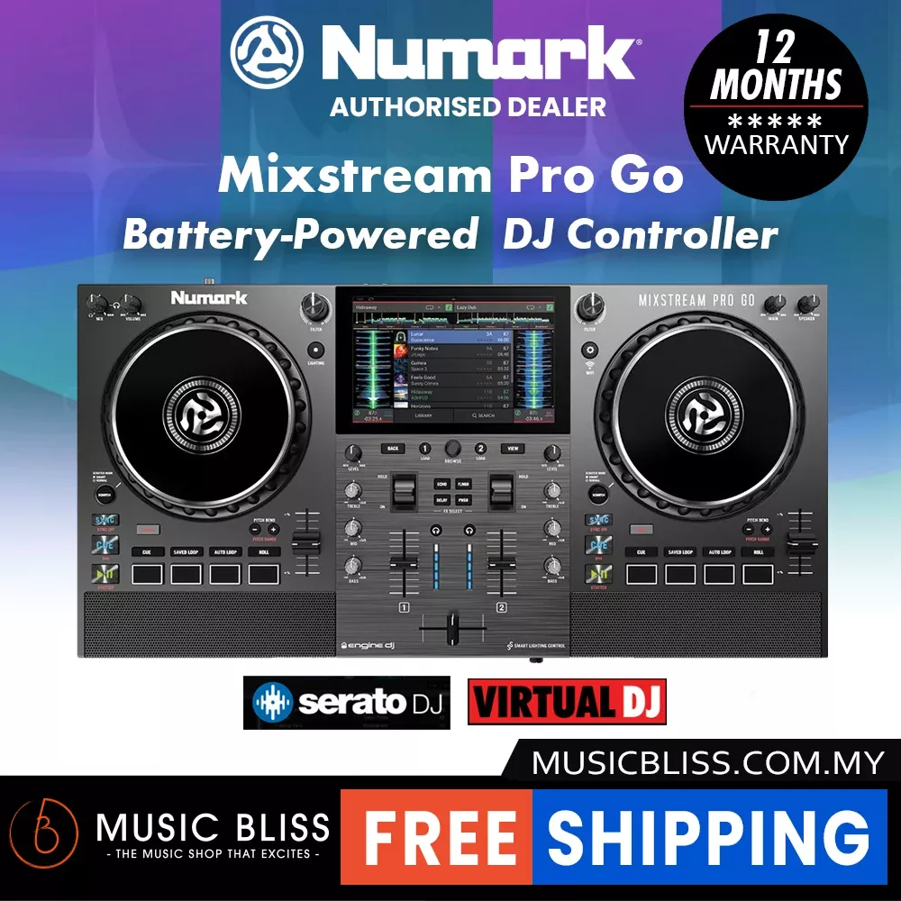 Numark Mixstream Pro Go Battery-Powered Standalone DJ Controller