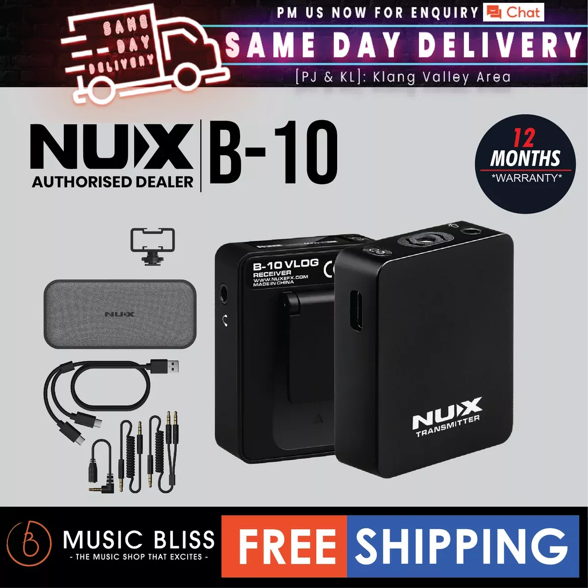 NUX B-10 2.4GHz Vlog Wireless Lavalier Microphone (B10)