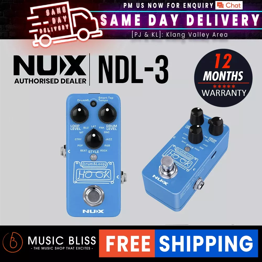 NUX HOOK NDL-3 Drum & Loop Mini Looper Electric Guitar Pedal