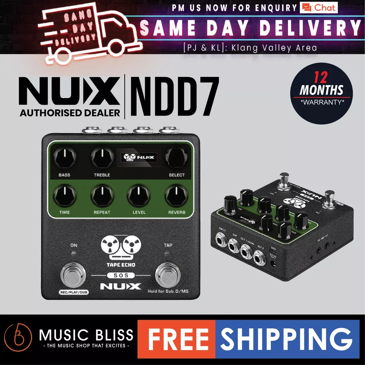 NUX NDD7 Verdugo SRS Tape Echo Effects Pedal