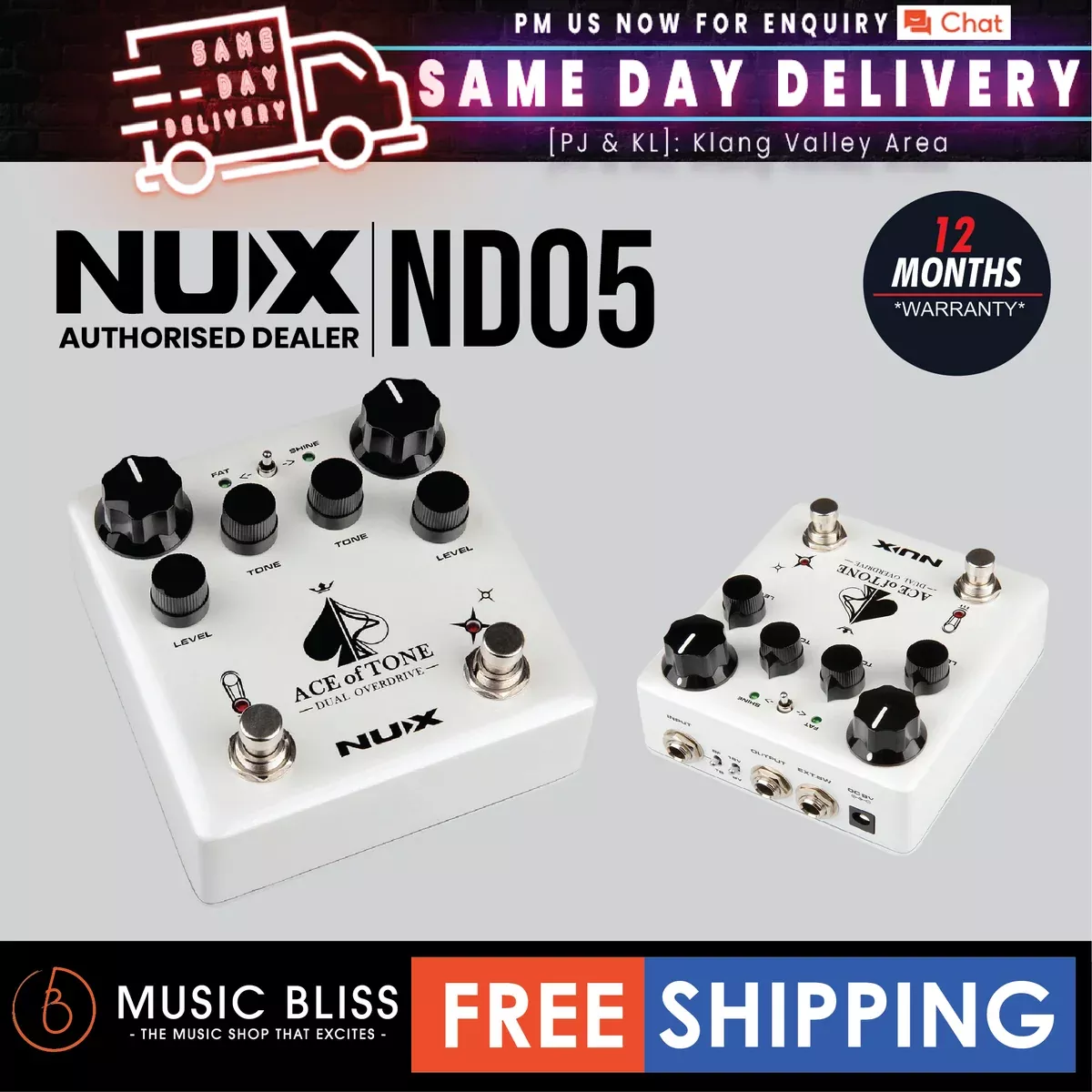 NUX NDO5 Ace of Tone Dual Overdrive Effects Pedal