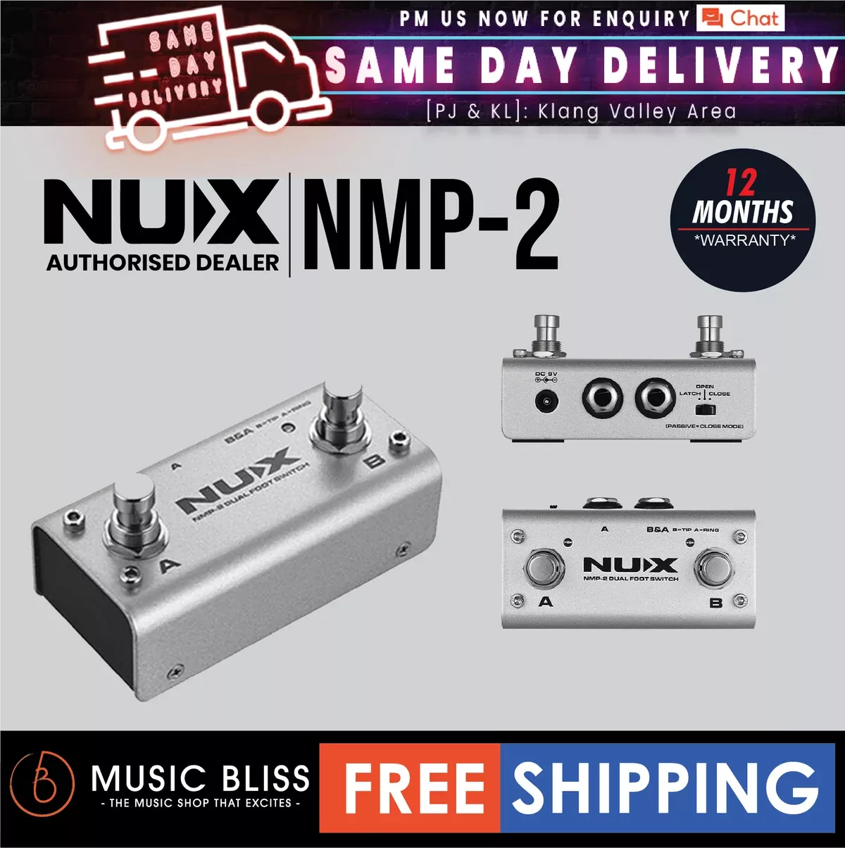 NUX NMP-2 Dual Foot Switch Universal Controller for Keyboard, Modules and Effect Pedals