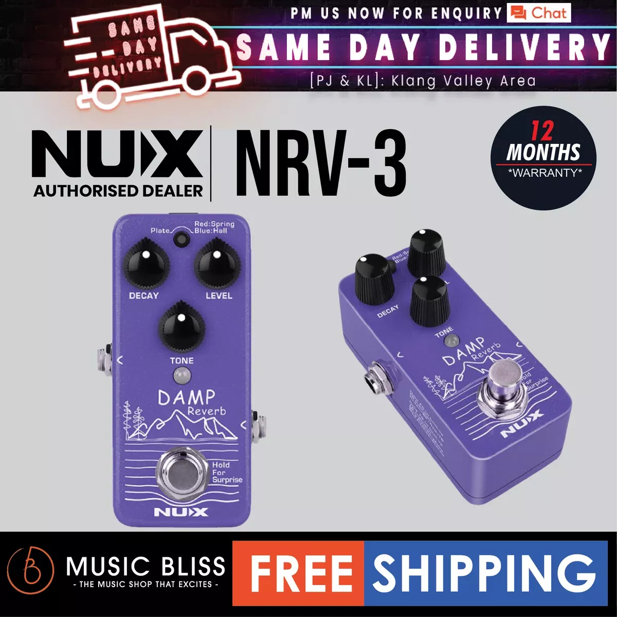 NUX NRV-3 Reverb DAMP Effects Pedal