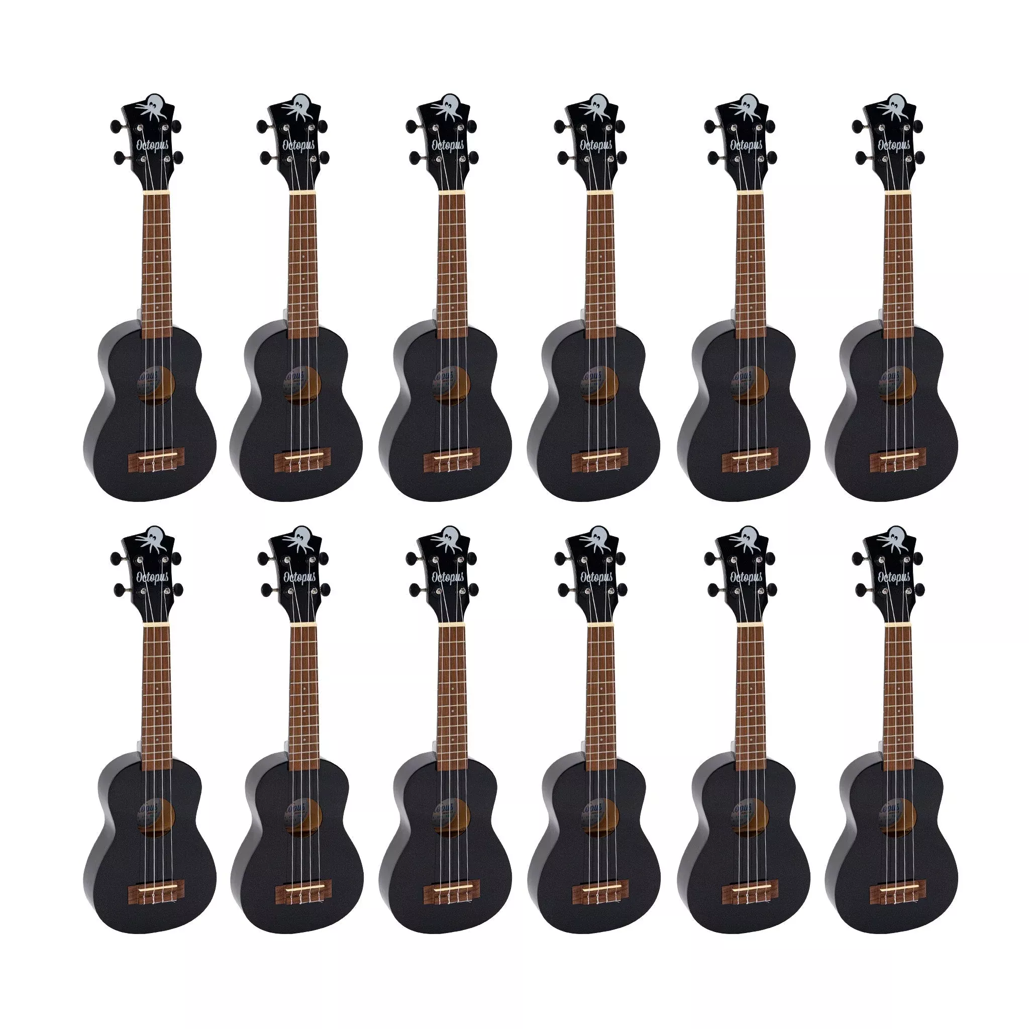 Octopus Academy soprano ukulele class pack of 12 – Black (UK205-BK12)