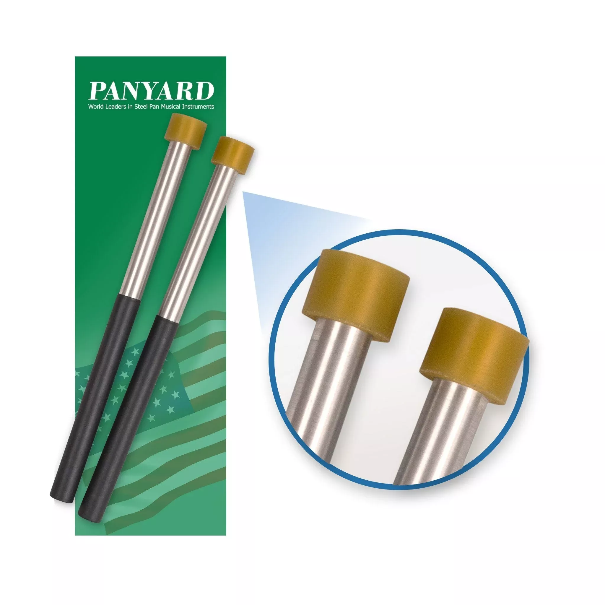Panyard classic aluminium double second steel pan mallets (W4062)