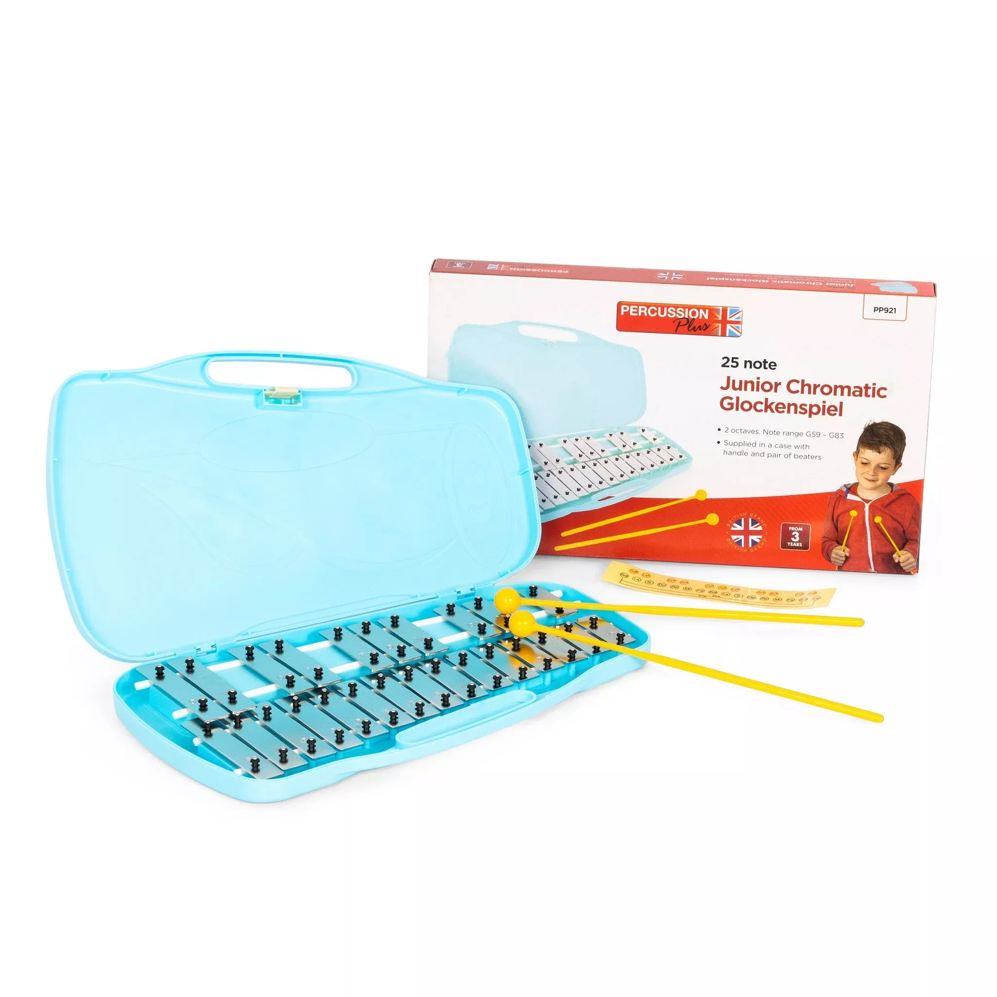 Percussion Plus 25 note chromatic glockenspiel in blue box (PP921)