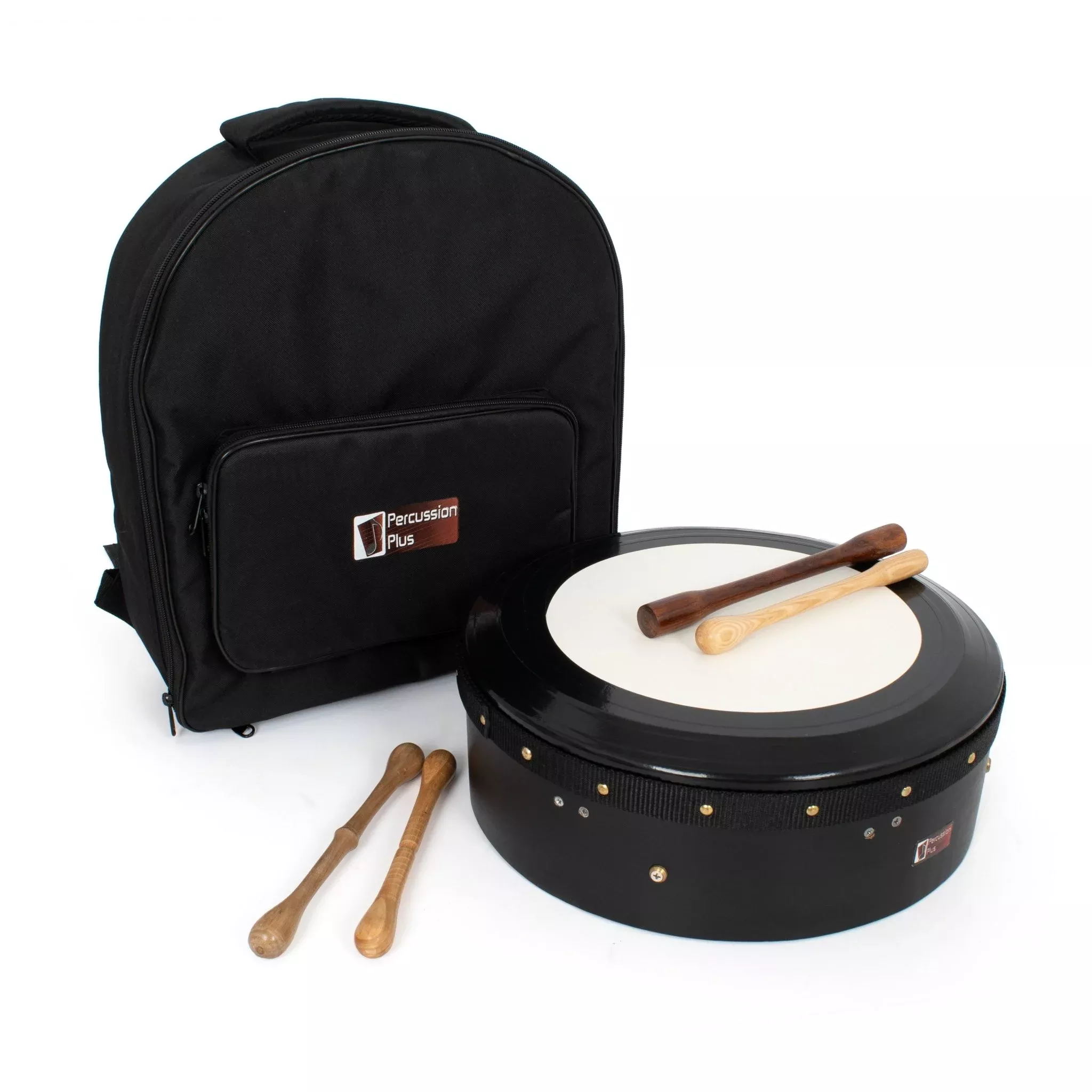 Percussion Plus black hand-tuneable bodhran with case and tippers - 14 inch (PP1147)